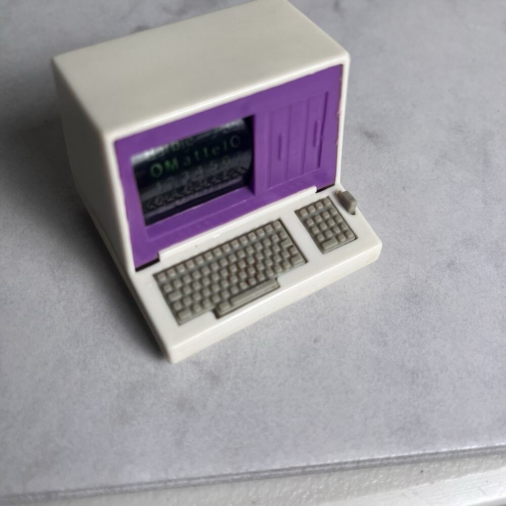 Vintage Barbie Computer Accessory 1989 Mattel Purple Screen Windup Toy WORKS - Picture 5 of 11
